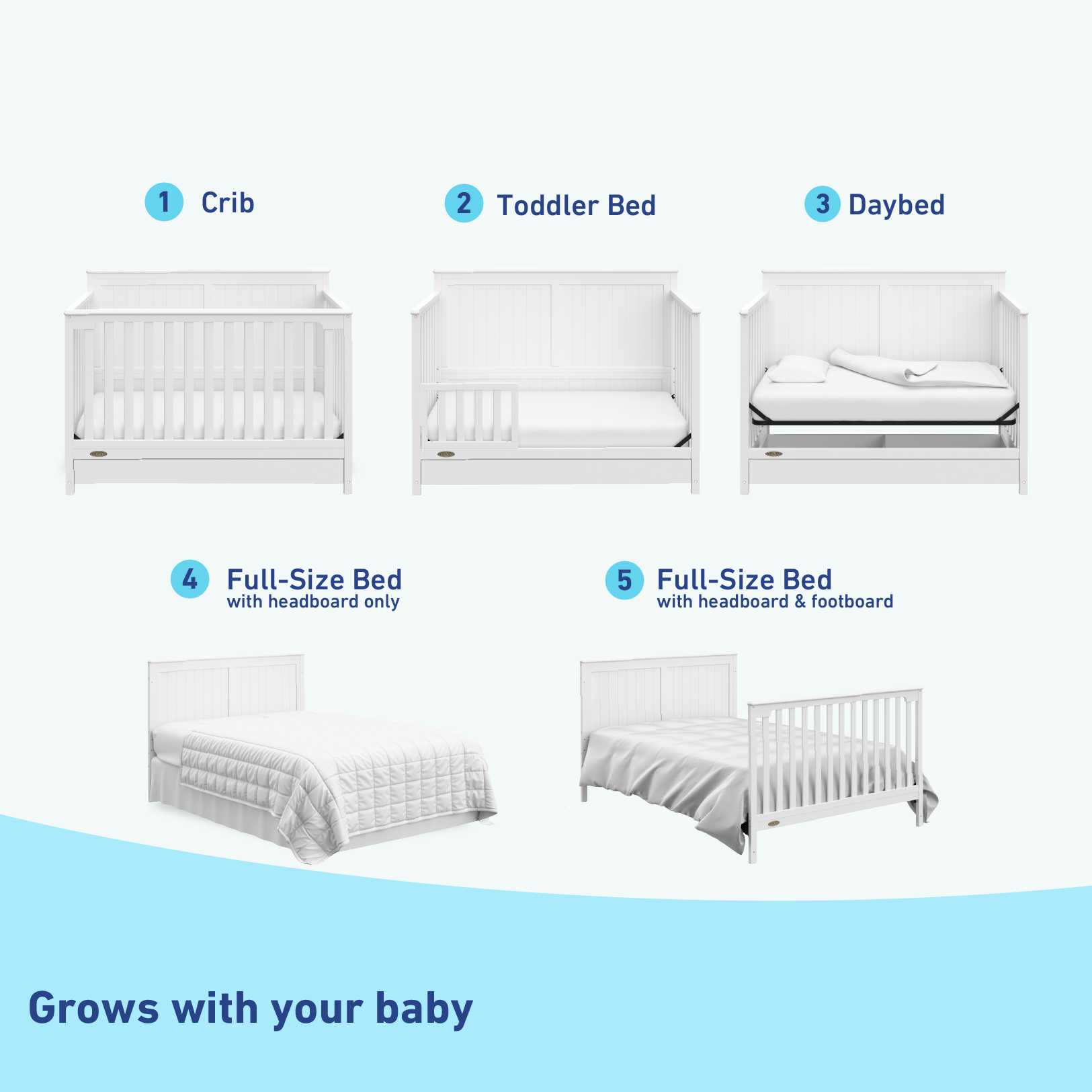 Graco® Hadley 5-in-1 Convertible Crib with Drawer.