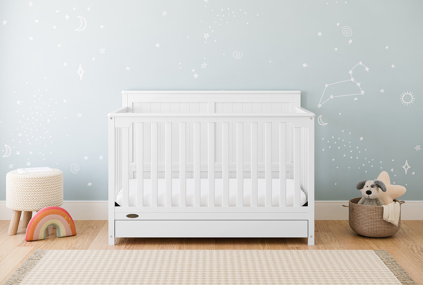 Graco® Hadley 5-in-1 Convertible Crib with Drawer.
