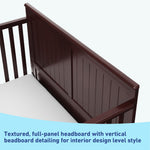 graphic of espresso crib's headboard