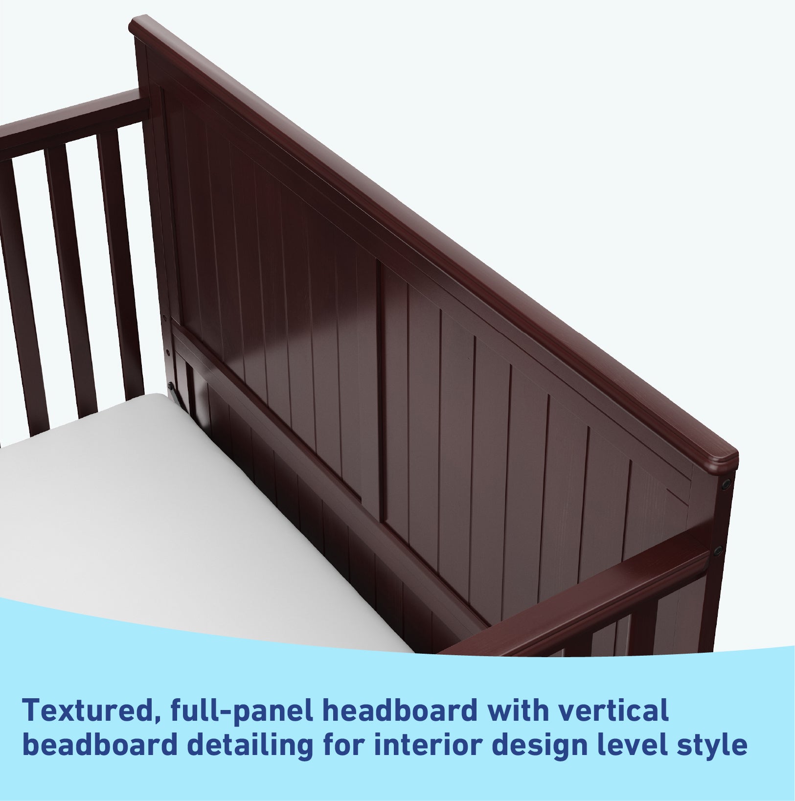 graphic of espresso crib's headboard