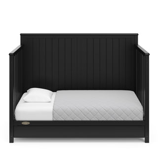 black crib with drawer in toddler bed conversion