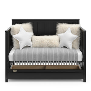 black crib with drawer in day bed conversion 