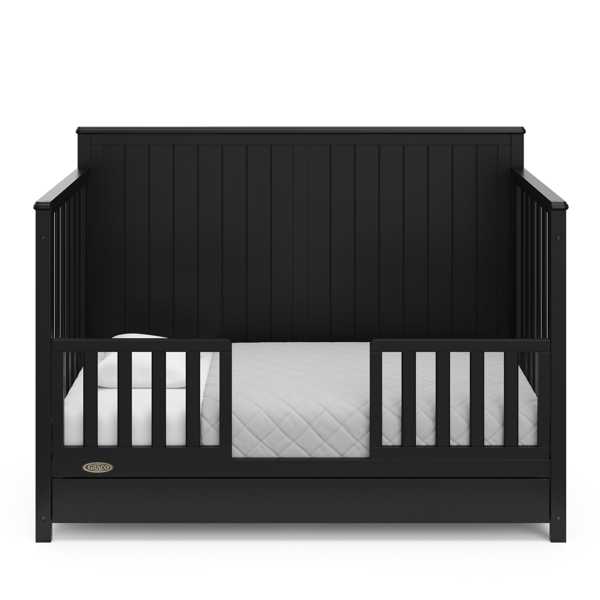 black crib with drawer in toddler bed conversions with 2 toddler safety guardrails