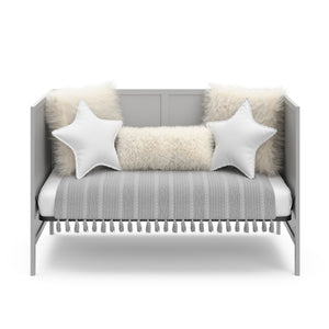 pebble gray crib in daybed conversion