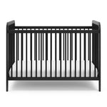Front view of black crib 