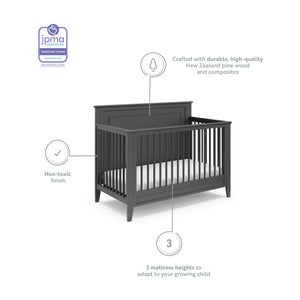 gray crib features graphic 