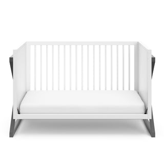 white and gray crib gray in toddler bed conversion