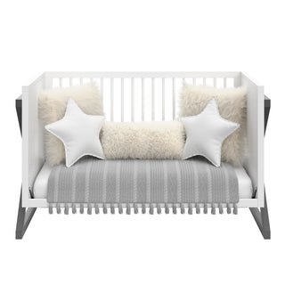 white with gray crib in daybed conversion