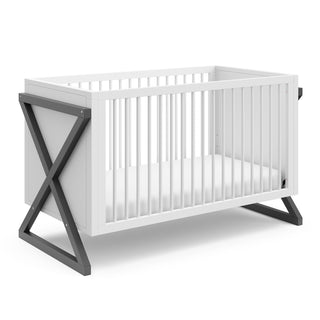 white with gray crib angled