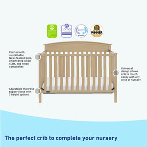 driftwood crib features graphic