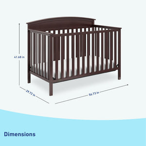 espresso crib dimensions graphic