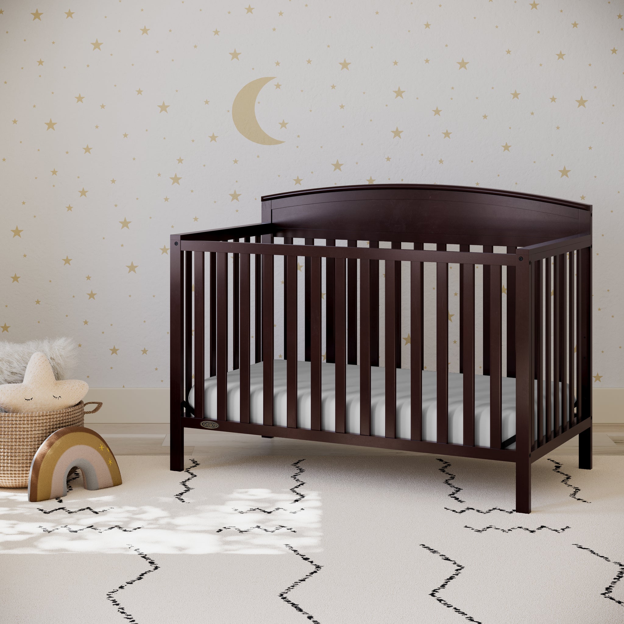 espresso crib in nursery