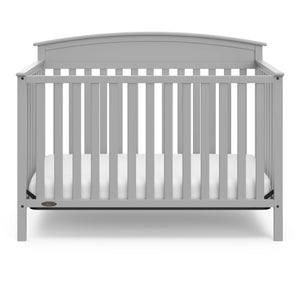 Front view of pebble gray crib