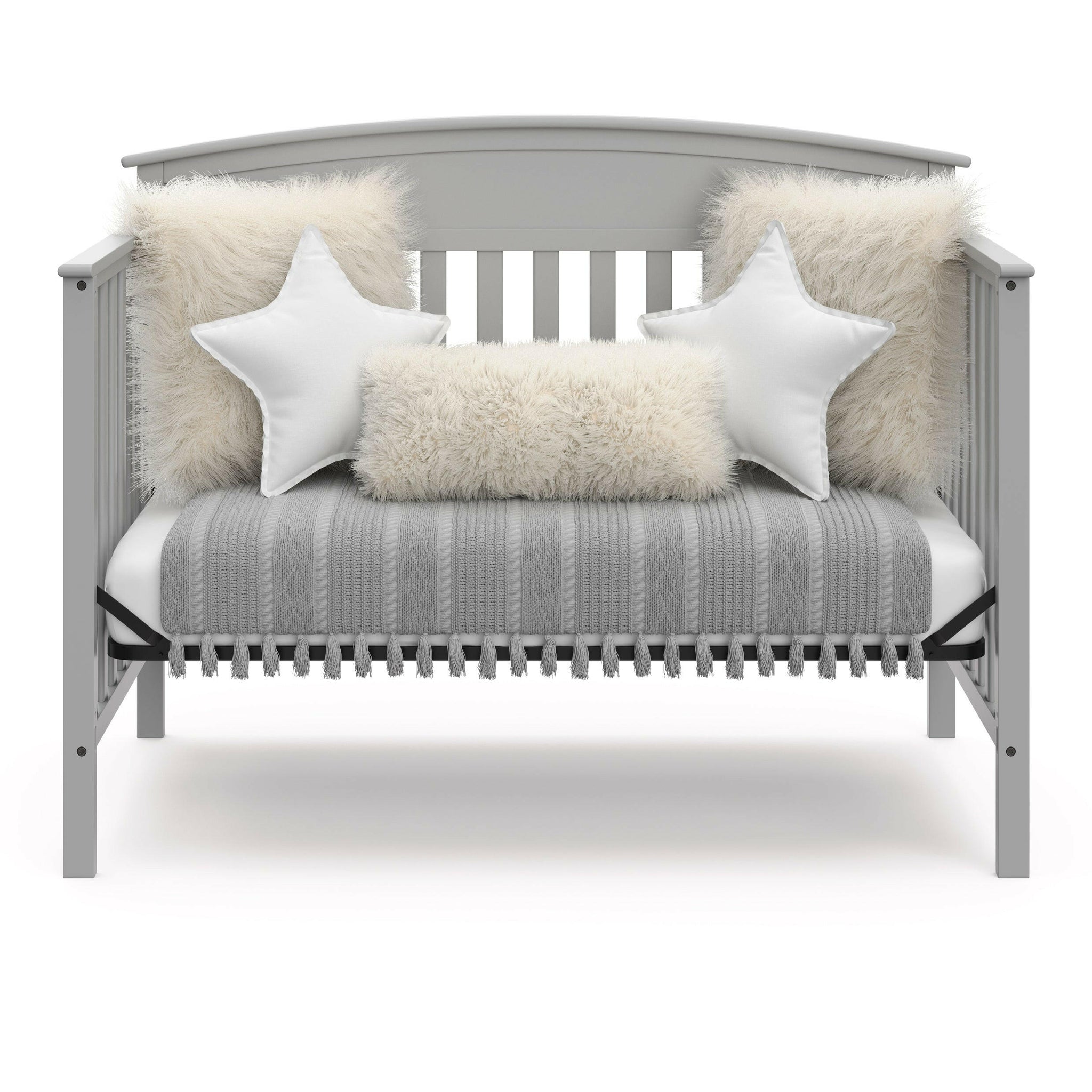 pebble gray crib in daybed conversion