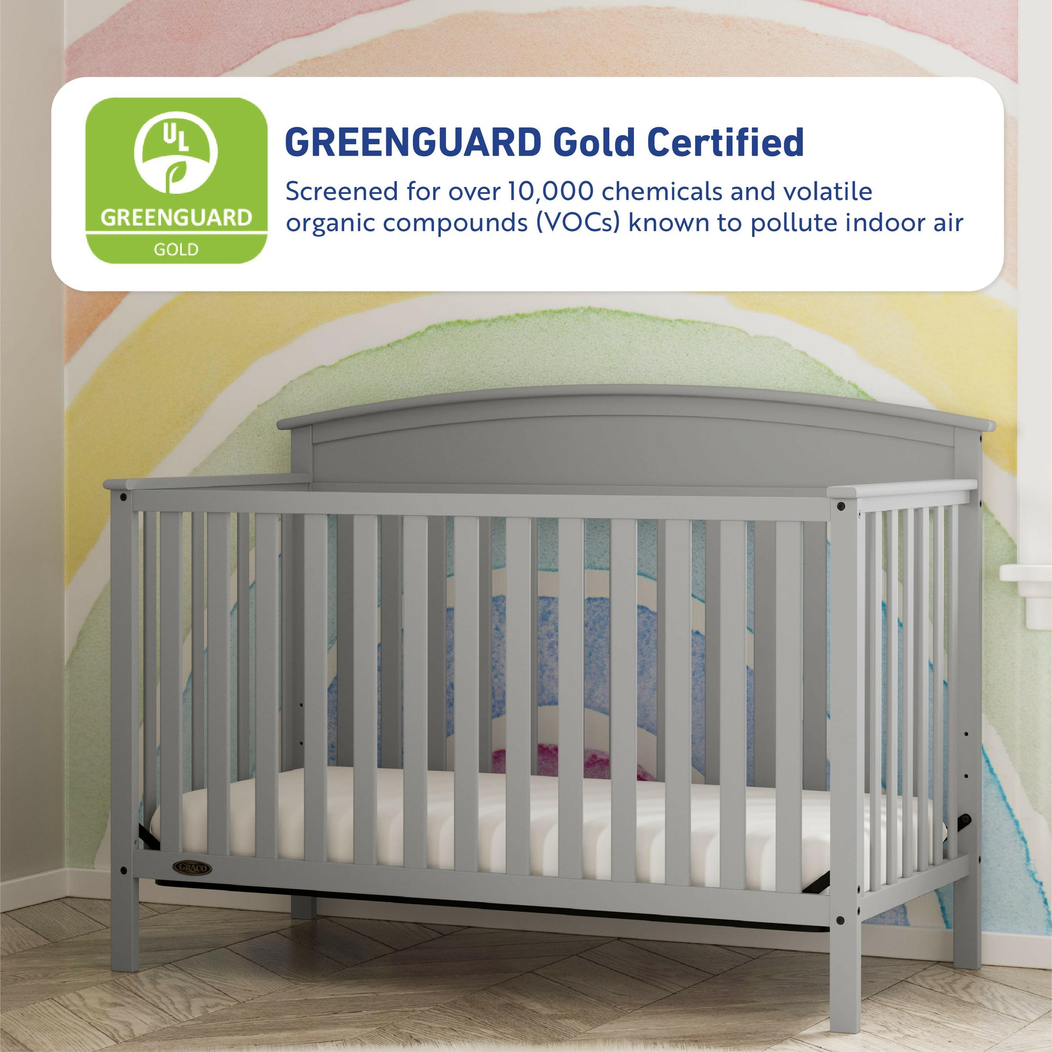 GREENGUARD Gold Certified pebble gray crib 