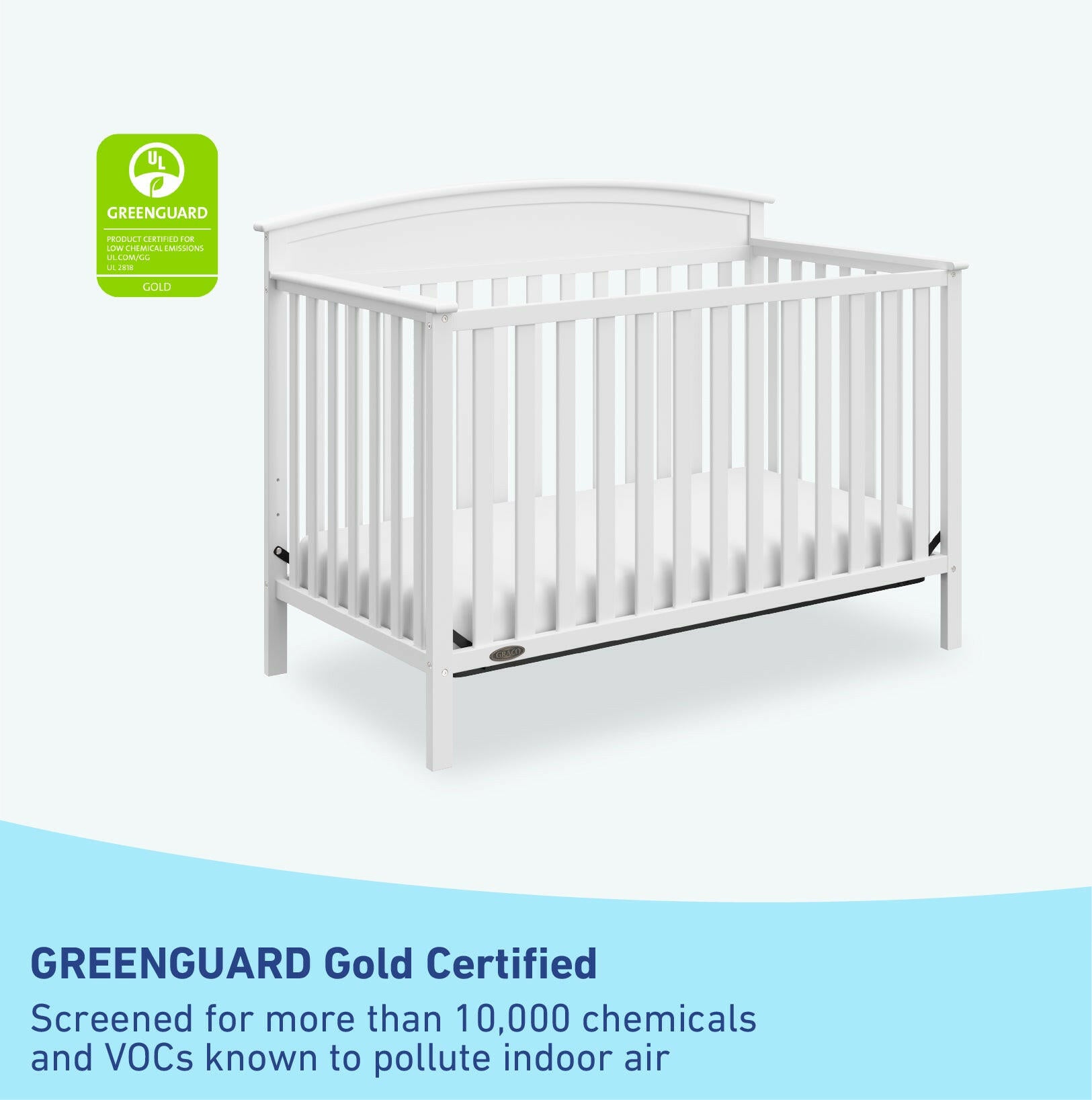 GREENGUARD Gold Certified white crib 