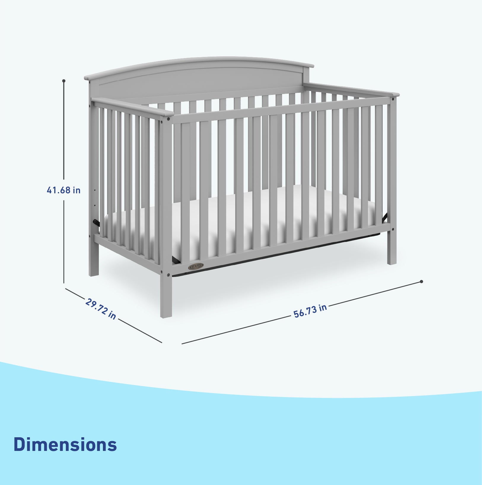 pebble gray crib dimensions graphic