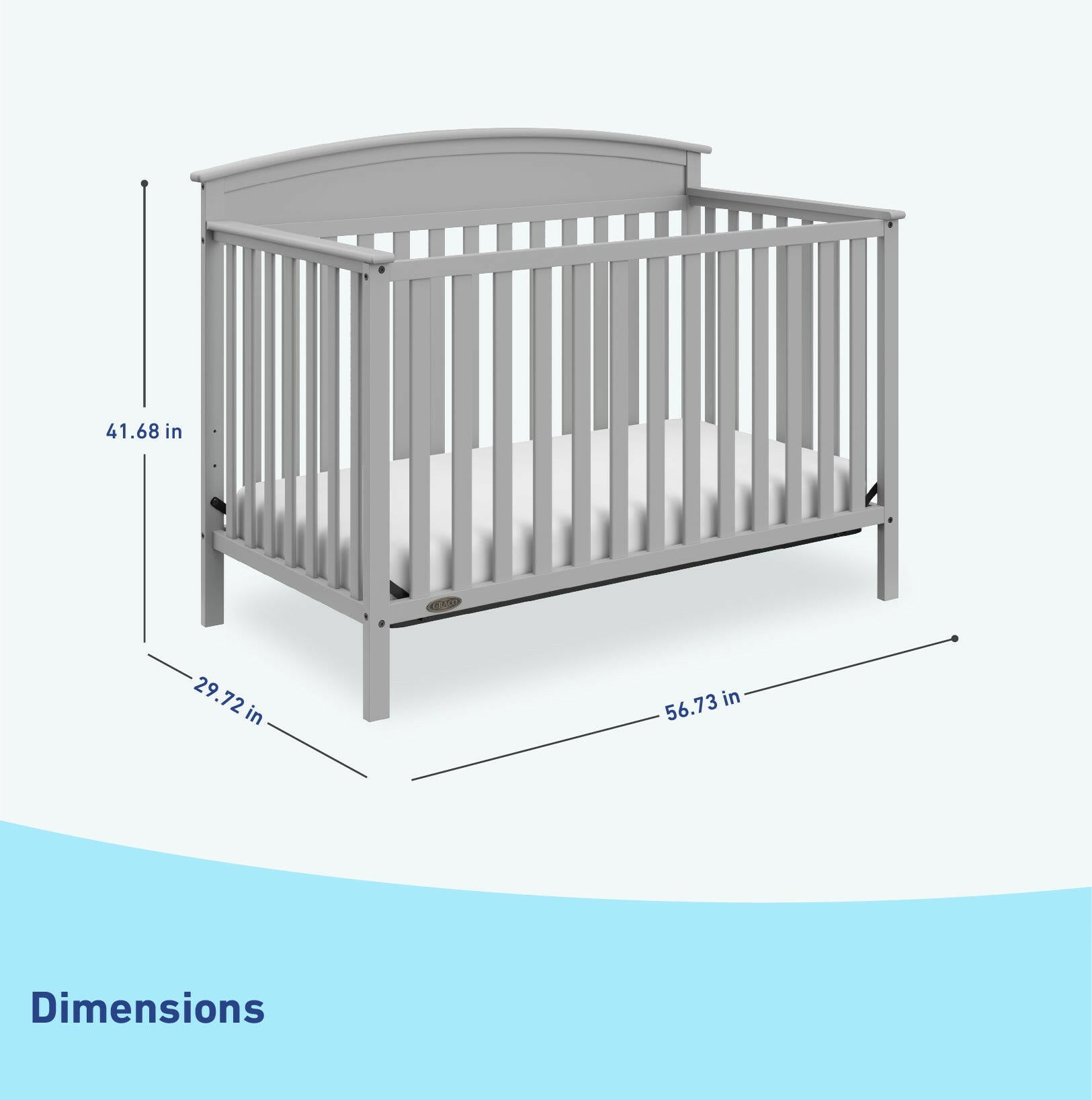 pebble gray crib dimensions graphic