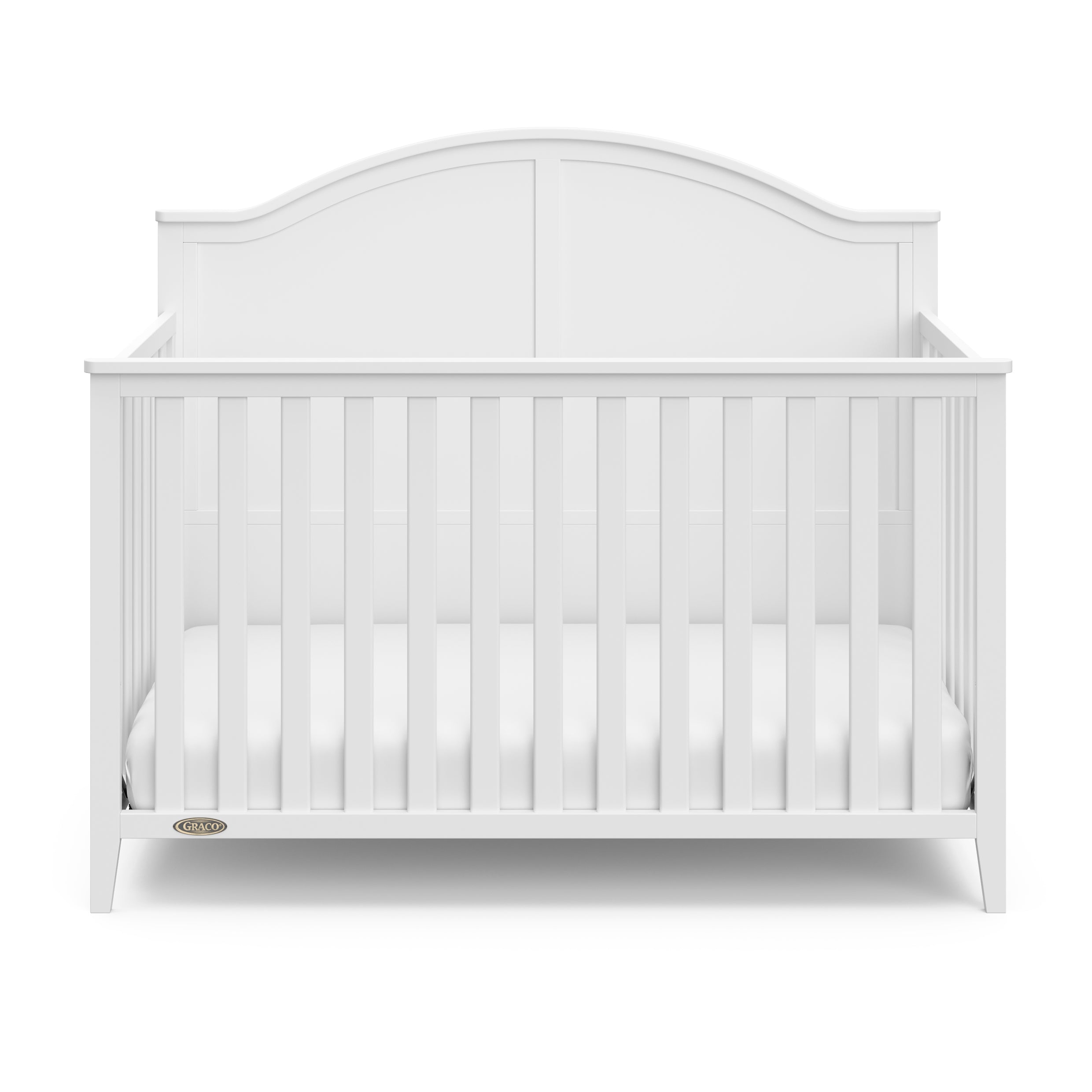 Front view of white crib