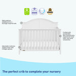 White crib features graphic