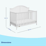 White crib dimensions graphic
