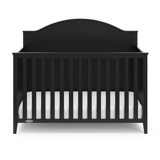 Front view of black crib