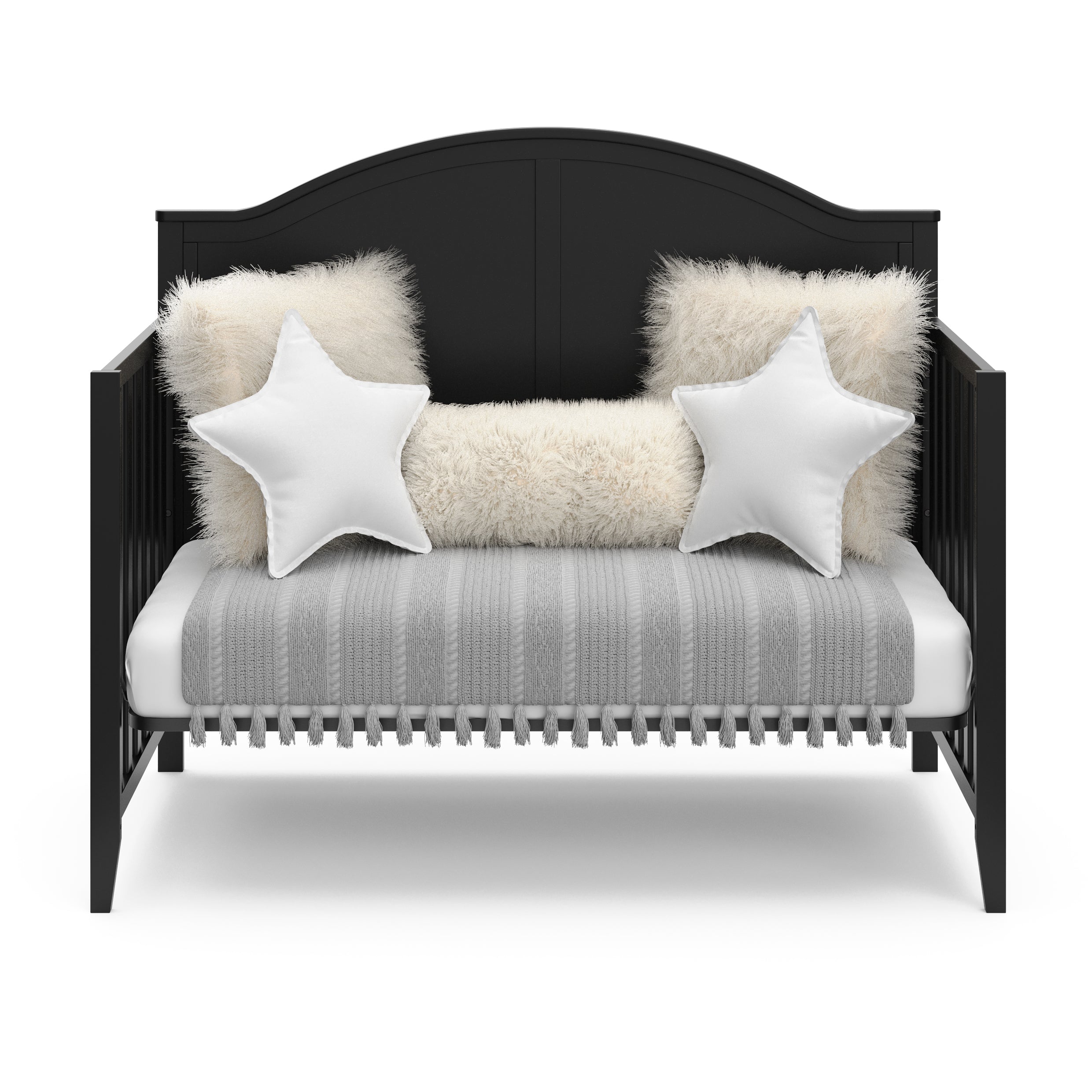 black crib in daybed conversion
