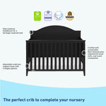 Black crib features graphic