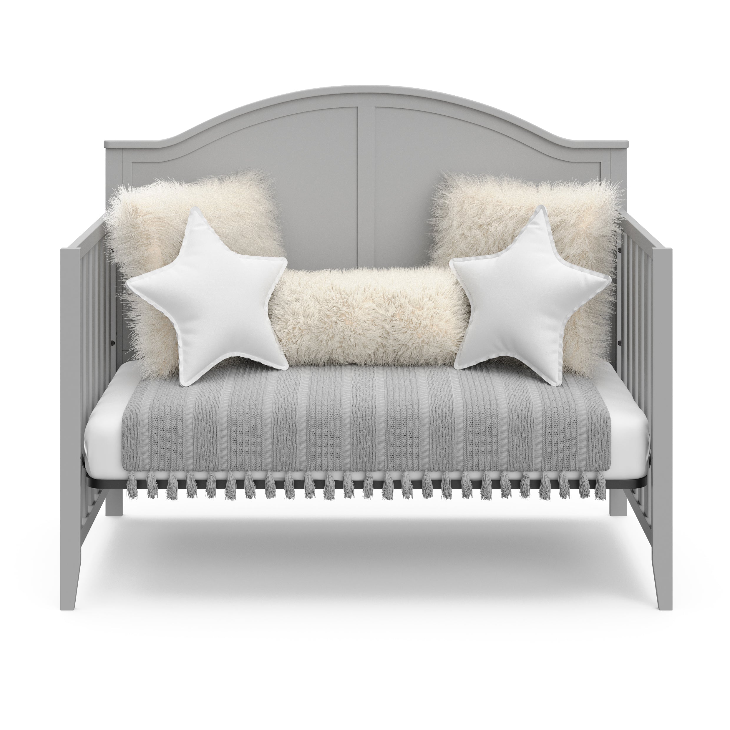 pebble gray crib in daybed conversion