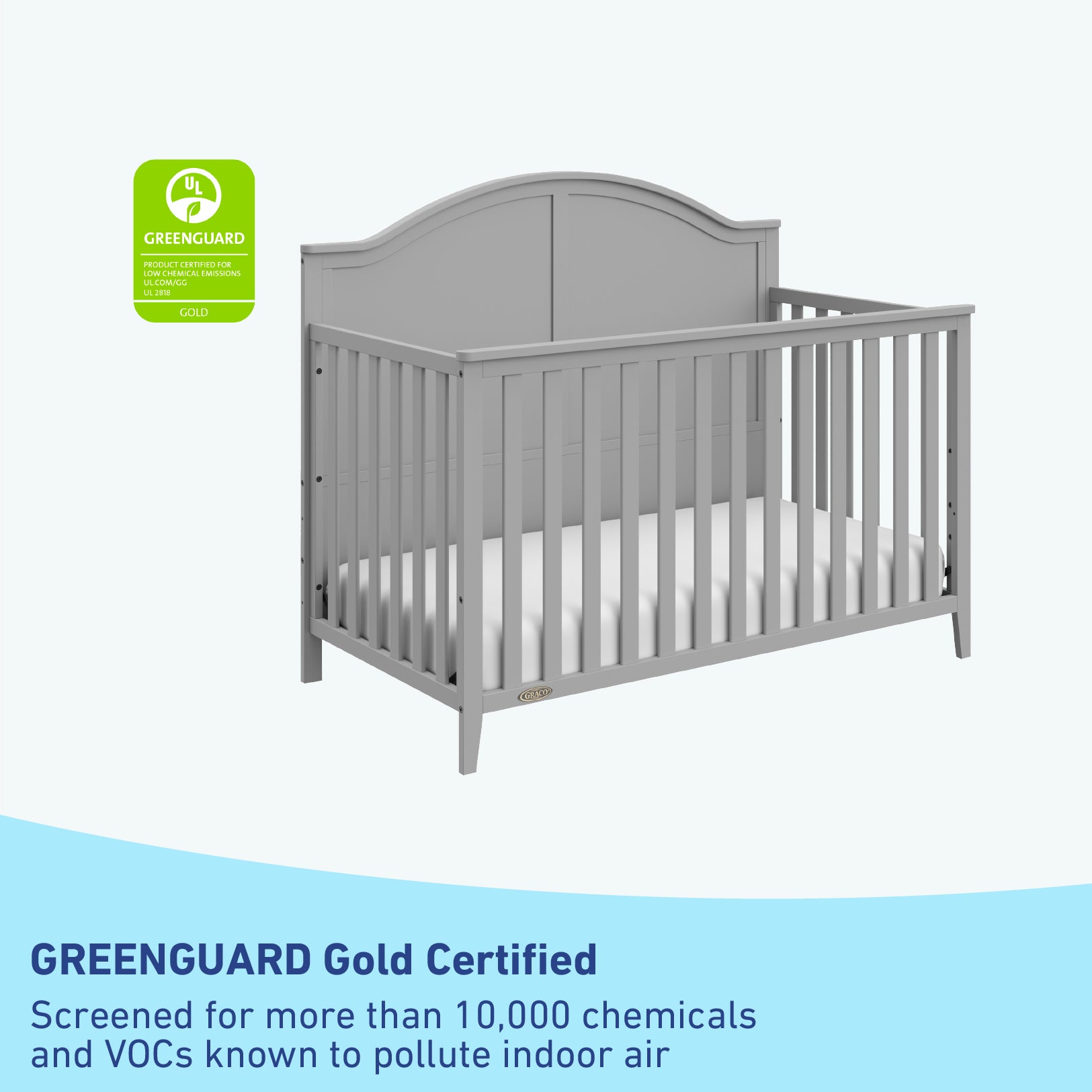 GREENGUARD Gold Certified pebble gray crib 