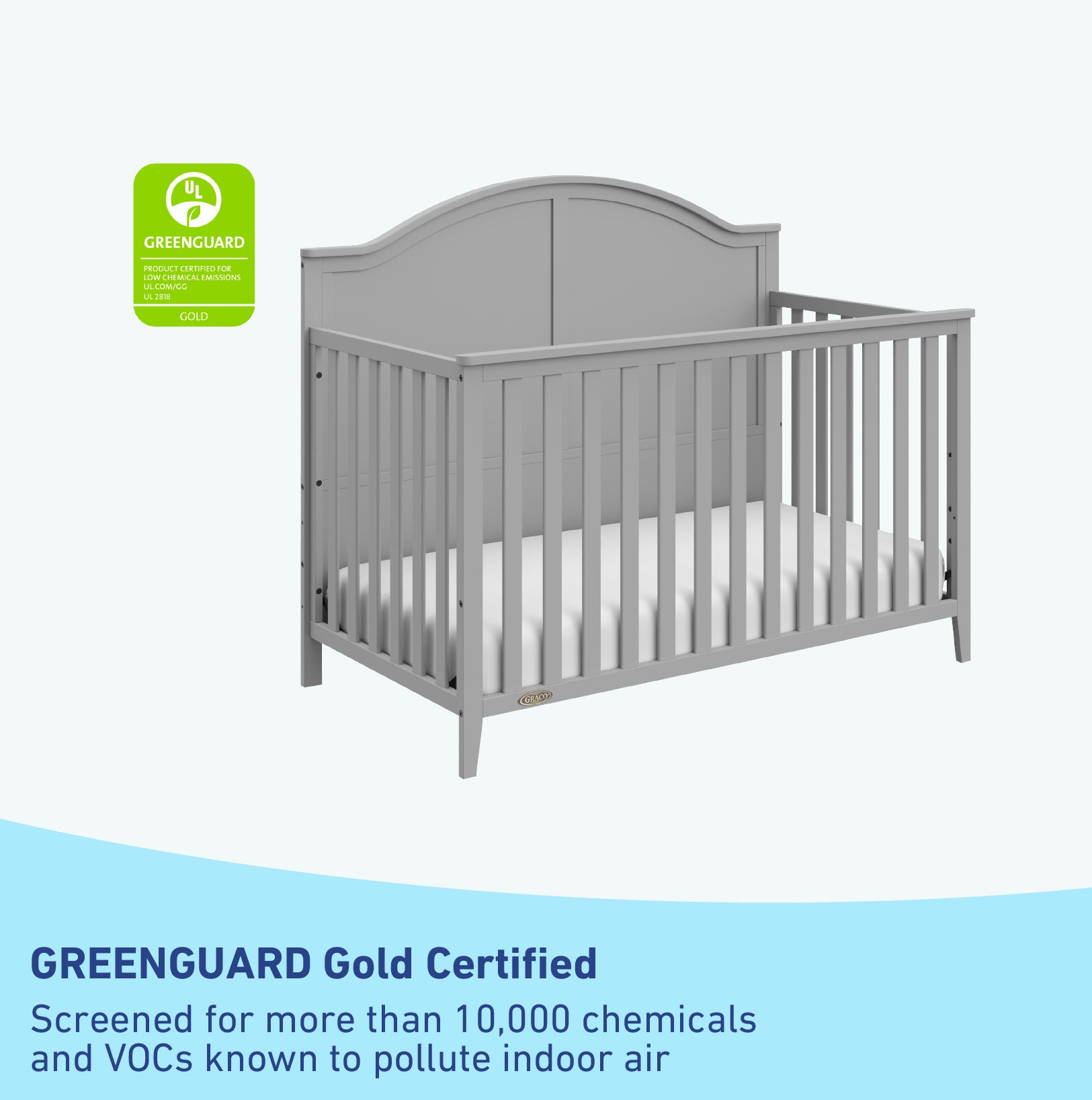 GREENGUARD Gold Certified pebble gray crib 