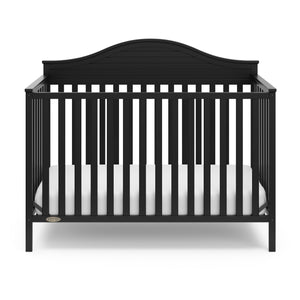 Front view of black crib