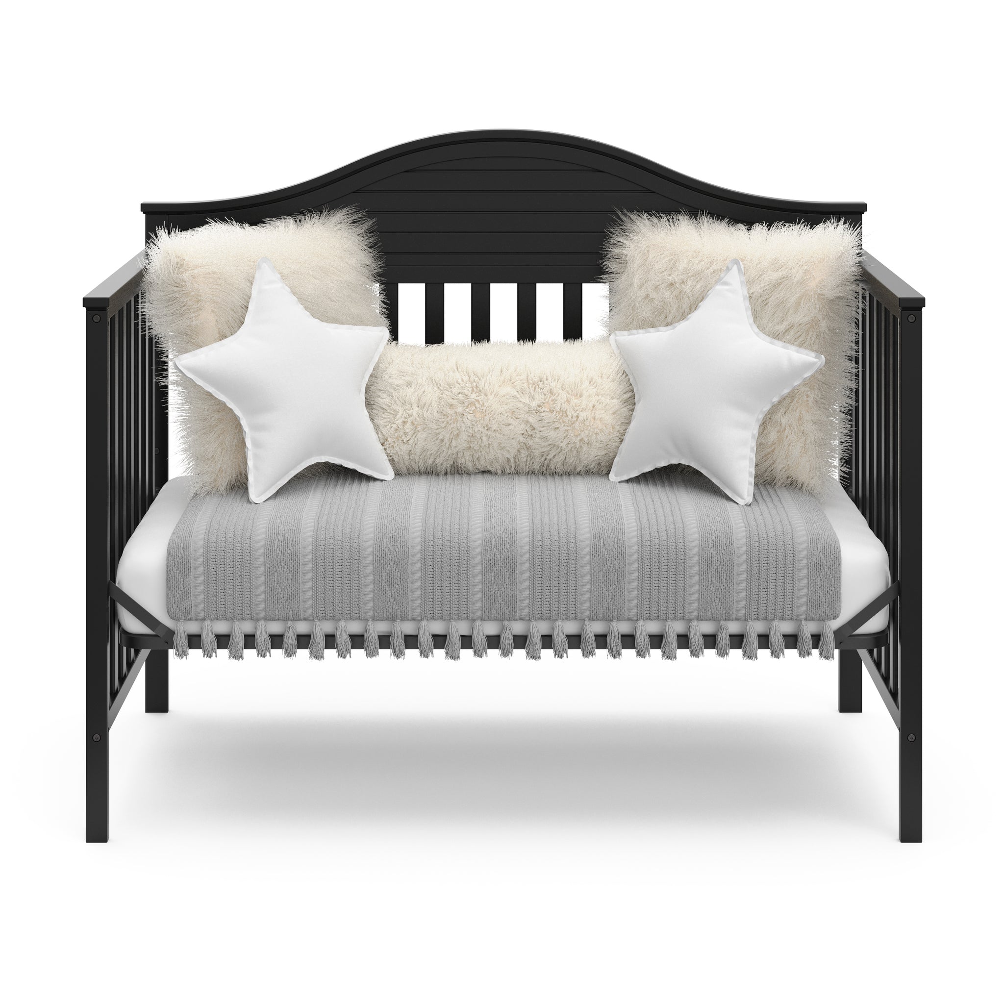 black crib in daybed conversion