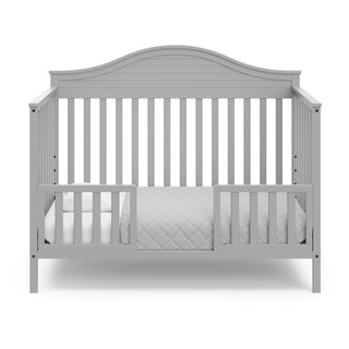 pebble gray in toddler bed conversion with two safety guardrails
