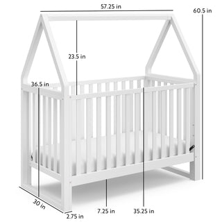 White crib dimensions graphic 