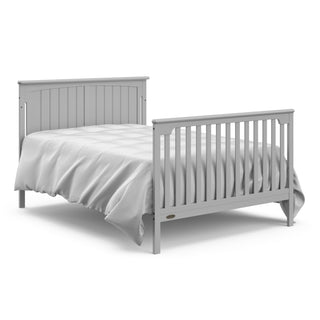 pebble gray crib in full-size bed with headboard and footboard conversion