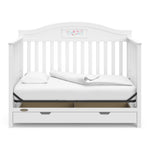 White crib with drawer in daybed conversion