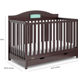 espresso crib with drawer dimensions graphic