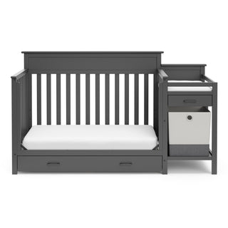 gray crib and changer with drawer in toddler bed conversion 