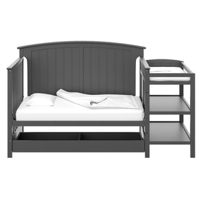 gray crib and changer in toddler bed conversion 