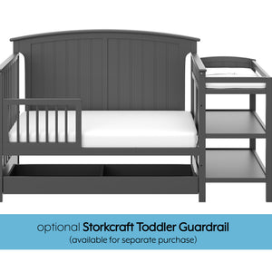 crib in toddler bed conversion with one safety guardrail graphic 
