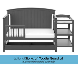 crib in toddler bed conversion with one safety guardrail graphic 