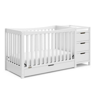 White crib and changer with drawer angled