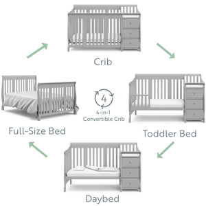 Pebble gray crib with changer conversions graphic 