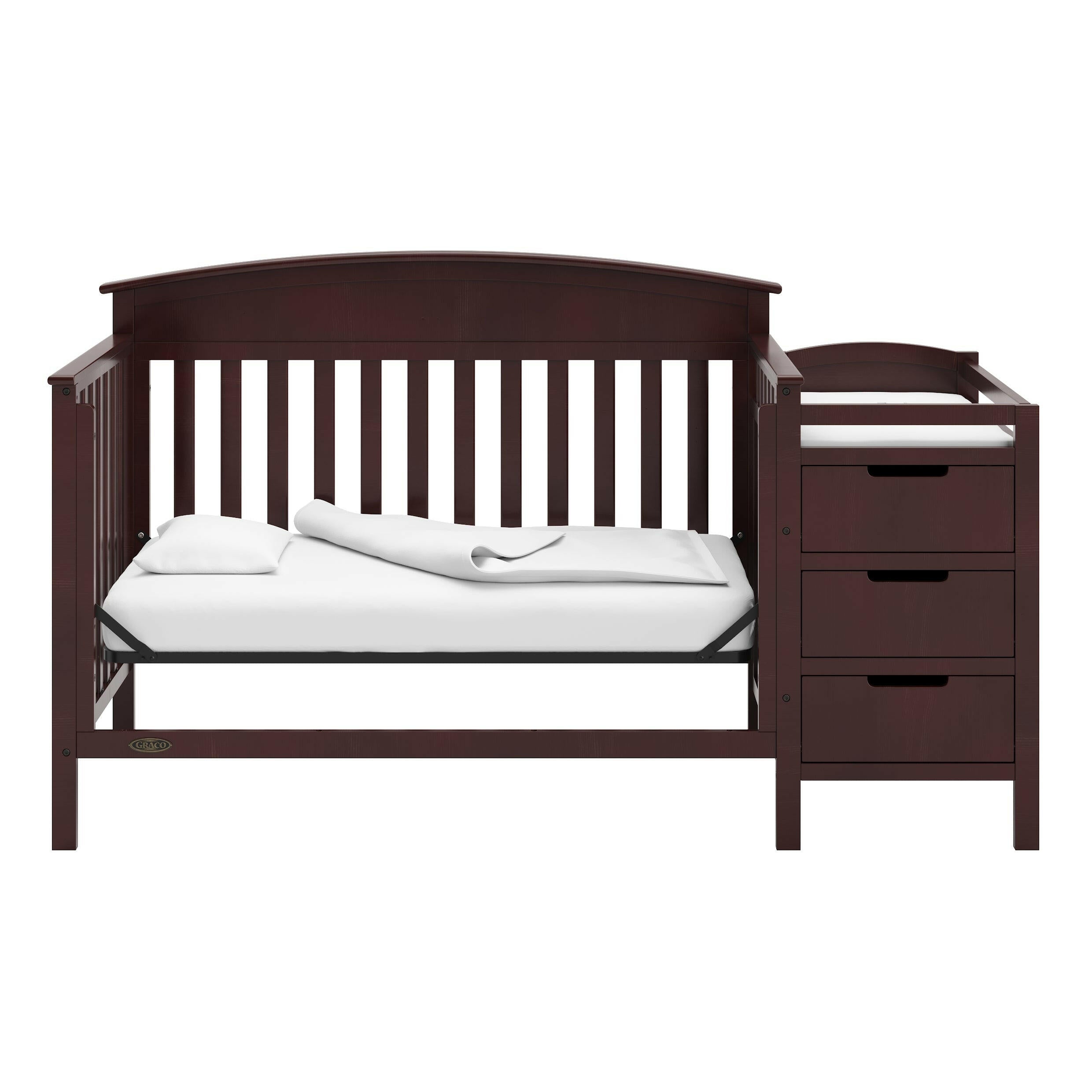 espresso crib and changer in daybed conversion