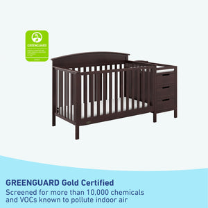 GREENGUARD Gold Certified espresso crib and changer