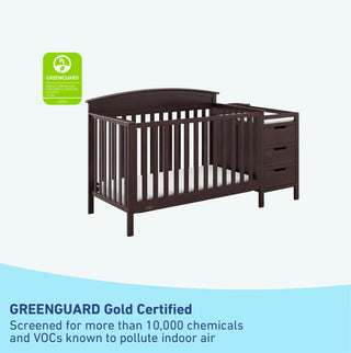 GREENGUARD Gold Certified espresso crib and changer