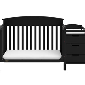 black crib and changer in toddler bed conversion