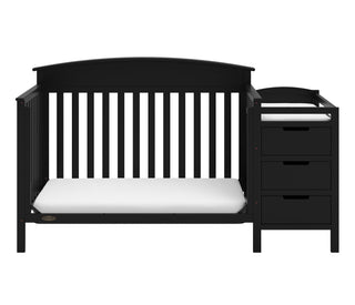 black crib and changer in toddler bed conversion