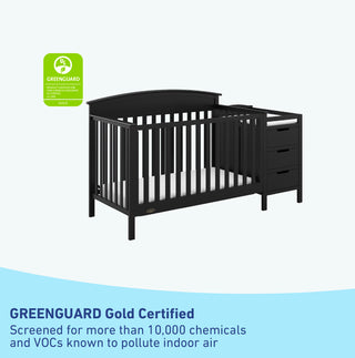 GREENGUARD Gold Certified black crib and changer